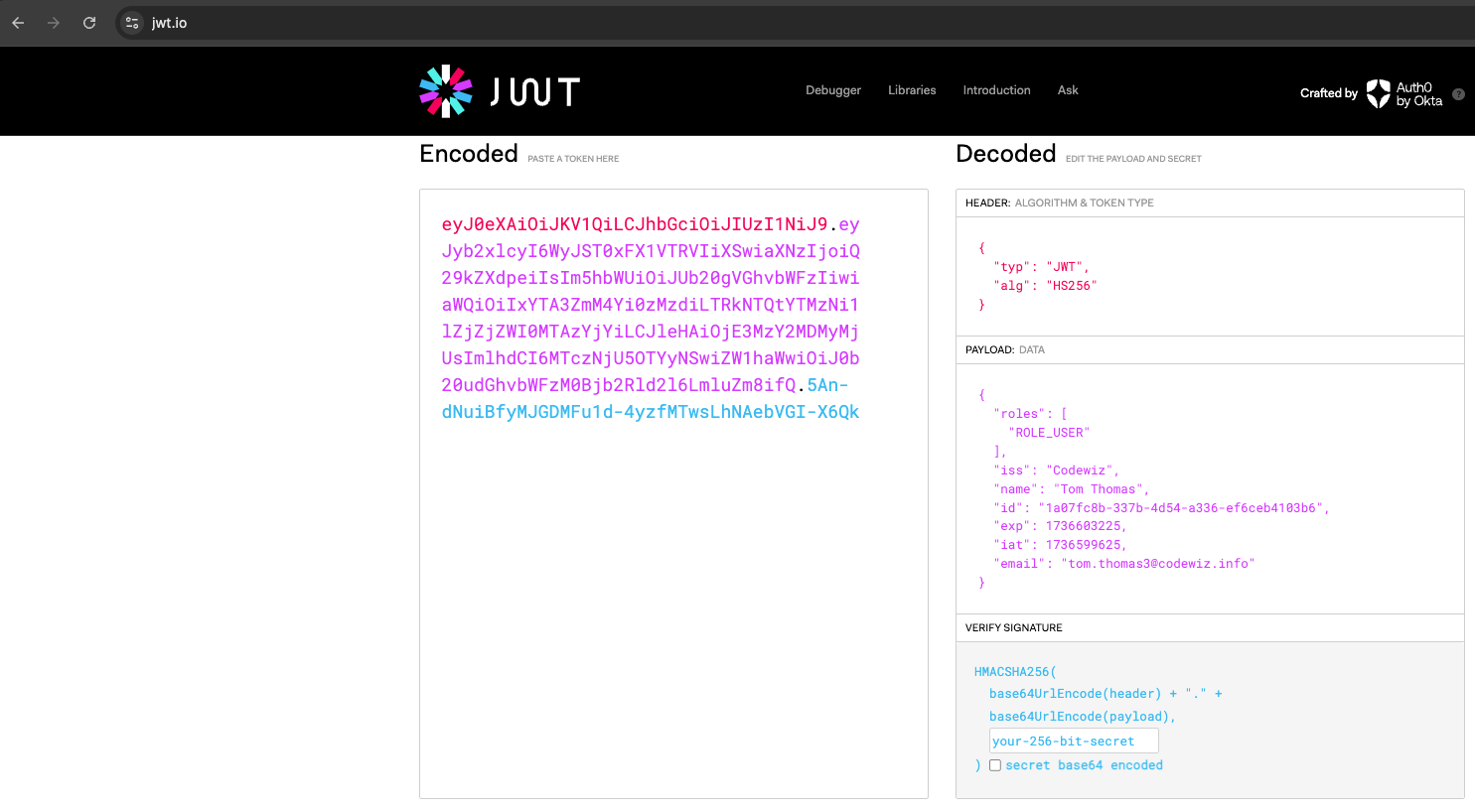 Decoded JWT