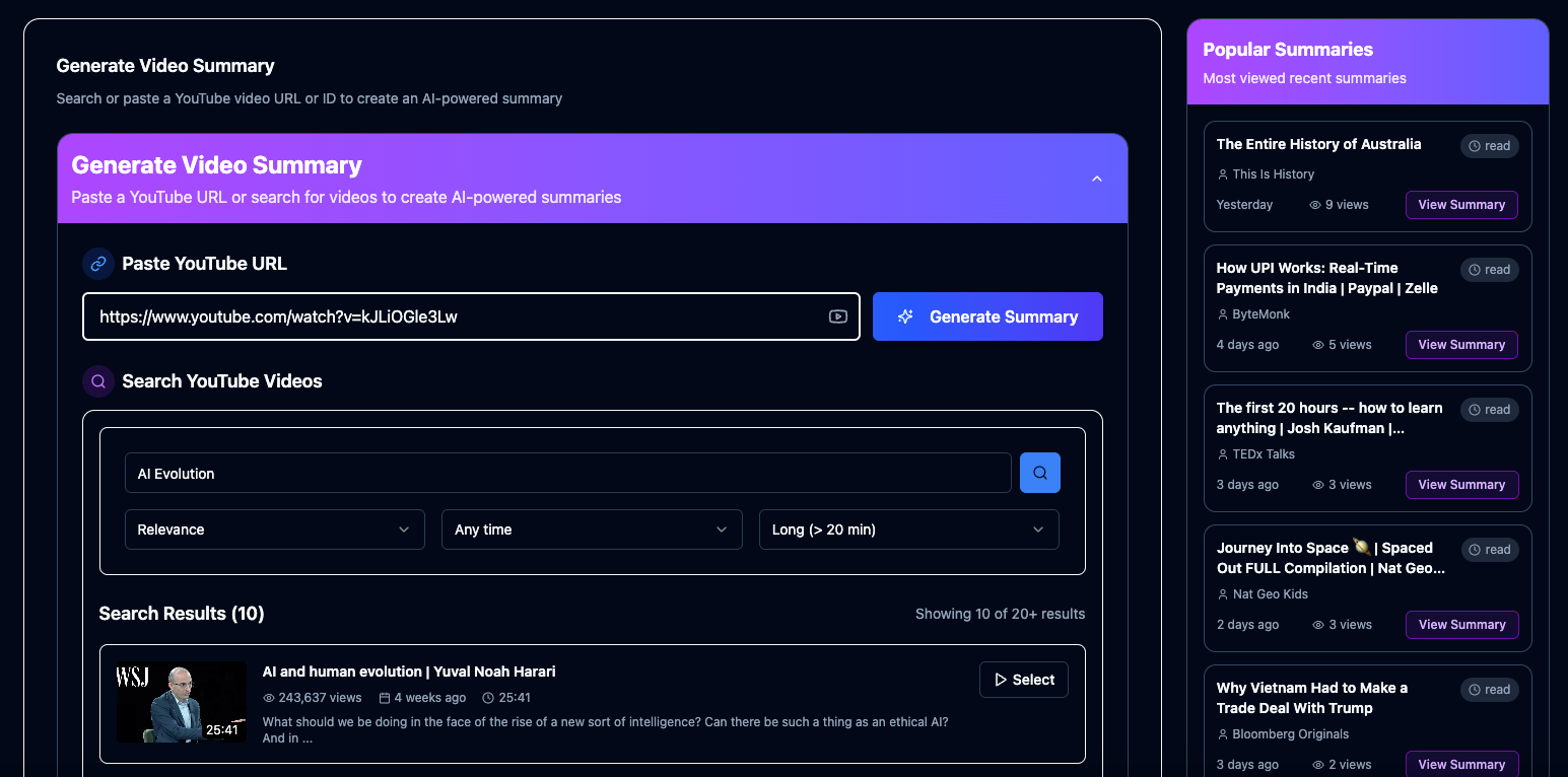 Summarise: AI-Powered YouTube Video and Channel Summaries